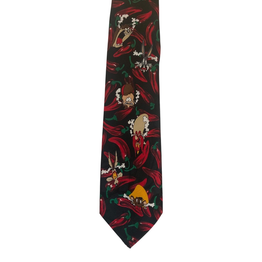 Looney Tunes Necktie Black Chili Pepper Vintage 1996